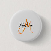 Monogrammed Modern Handschrift Naam Initiaal Ronde Button 3,2 Cm (Voorkant)
