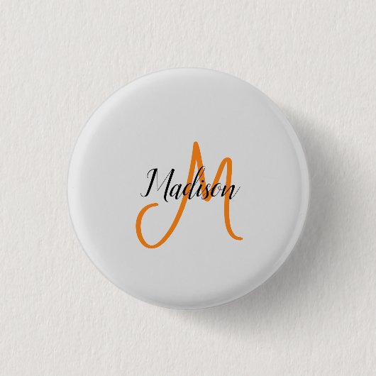 Monogrammed Modern Handschrift Naam Initiaal Ronde Button 3,2 Cm (Voorkant)