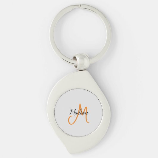 Monogrammed Modern Handschrift Naam Initiaal Sleutelhanger (Voorkant)