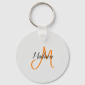 Monogrammed Modern Handschrift Naam Initiaal Sleutelhanger (Voorkant)