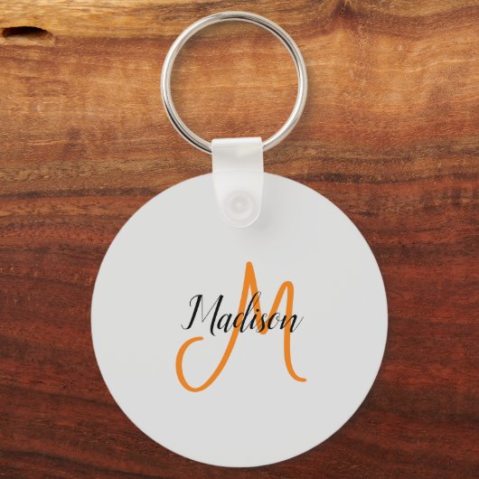 Monogrammed Modern Handschrift Naam Initiaal Sleutelhanger (Voorkant)
