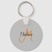 Monogrammed Modern Handschrift Naam Initiaal Sleutelhanger (Achterkant)