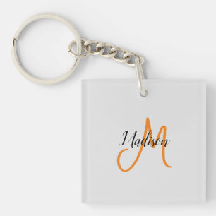 Monogrammed Modern Handschrift Naam Initiaal Sleutelhanger