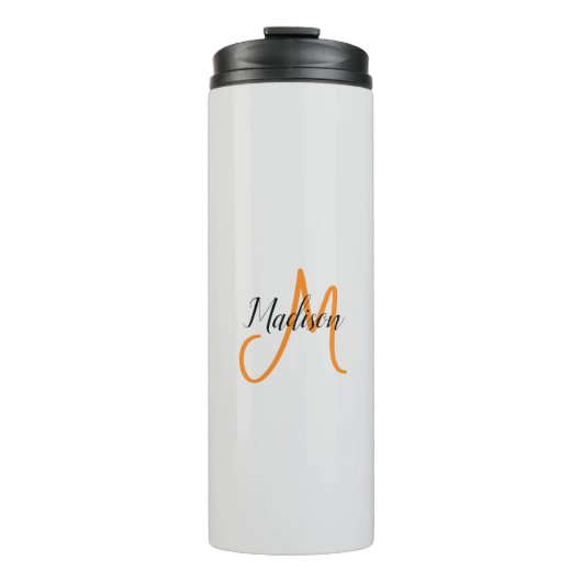 Monogrammed Modern Handschrift Naam Initiaal Thermosbeker (Voorkant)