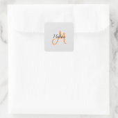 Monogrammed Modern Handschrift Naam Initiaal Vierkante Sticker (Tas)