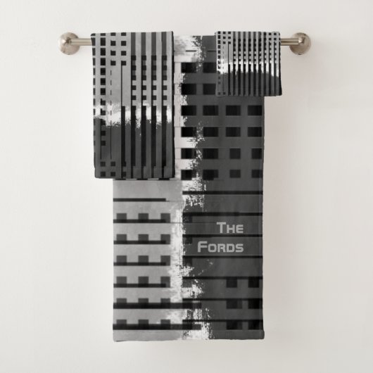 Monogrammed Modern Luxury Grey Abstract Bad Handdoek (Insitu)