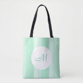 Monogrammed Modern Mint Green Striped Sjabloon Tote Bag (Voorkant)