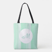 Monogrammed Modern Mint Green Striped Sjabloon Tote Bag (Achterkant)