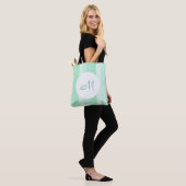 Monogrammed Modern Mint Green Striped Sjabloon Tote Bag (Op model)