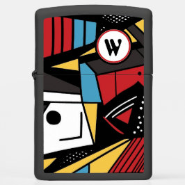 Monogrammed Modern Rood & Zwart Geometrisch Abstra