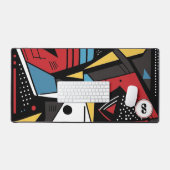 Monogrammed Modern Rood & Zwart Geometrisch Abstra Bureaumat (Keyboard & Muis)