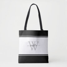 Monogrammed Modern Script Black White