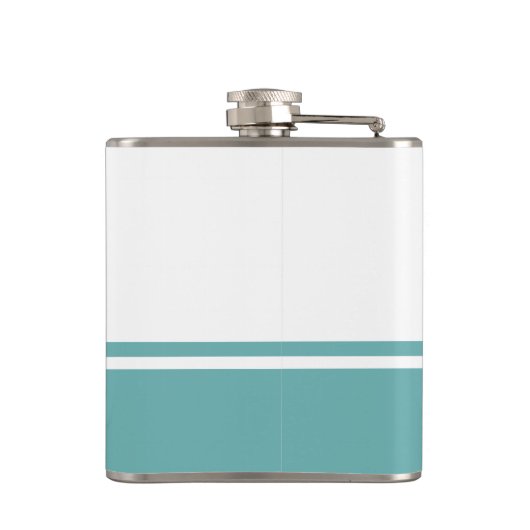Monogrammed Modern Script Blauwgroen Flask Heupfles (Achterkant)