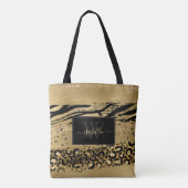 Monogrammed Modern Script Gold Glitter Tote Bag (Achterkant)