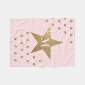 Monogrammed Modern Soft Pink and Gold Stars Fleece Deken (Voorkant (Horizontaal))
