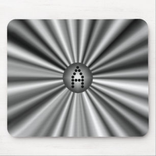 Monogrammed Modern Stylish Black White Silver Muismat
