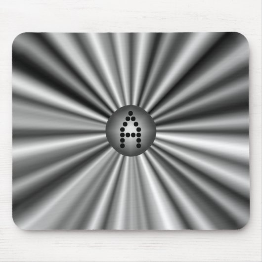 Monogrammed Modern Stylish Black White Silver Muismat (Voorkant)