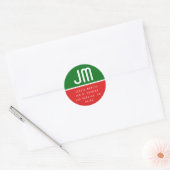 Monogrammed Modern Vintage Kerstadres Ronde Sticker (Envelop)
