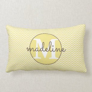 Monogrammed Modern Yellow/White Chevron Kussen