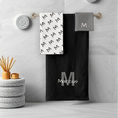 Monogrammed Modern Zwart Chic Bad Handdoek