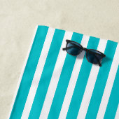 Monogrammed Moderne Blauwgroen Blauwe strepen Strandlaken (In situ)