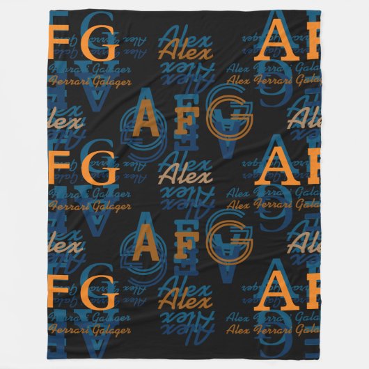 Monogrammed Moderne Collage van Initialen & Namen Fleece Deken (Voorkant)