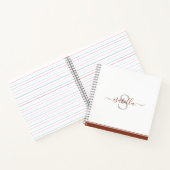 Monogrammed Moderne Elegant Script Rust Notitieboek (Binnen)