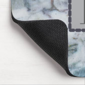Monogrammed Moderne Grijs & Blauw Marmeren Textuur Muismat (Hoek)
