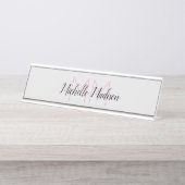 Monogrammed Moderne Handschrifsnaam Initialen Bureau Naambordje (Voorkant)