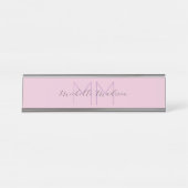 Monogrammed Moderne Handschrifsnaam Initialen Bureau Naambordje (Voorkant)