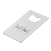 Monogrammed Moderne Handschrifsnaam Initialen Creditkaart Flessenopener (Voorkant Gekanteld)