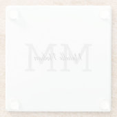 Monogrammed Moderne Handschrifsnaam Initialen Glazen Onderzetter (Achterkant)