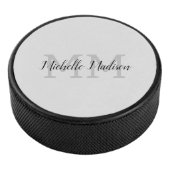Monogrammed Moderne Handschrifsnaam Initialen Hockey Puck (3/4)