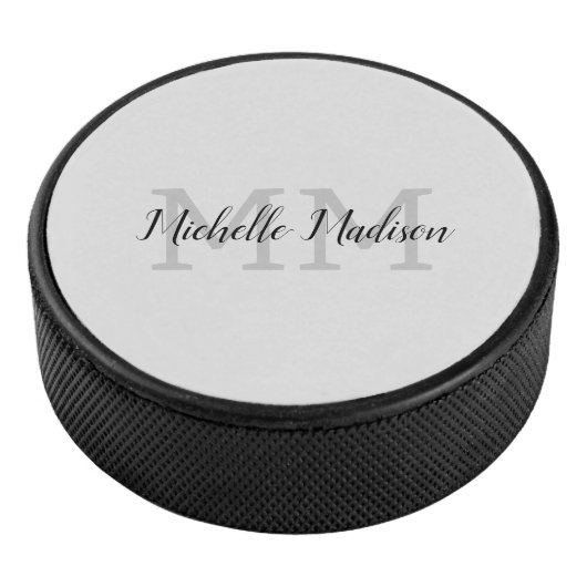 Monogrammed Moderne Handschrifsnaam Initialen Hockey Puck (3/4)