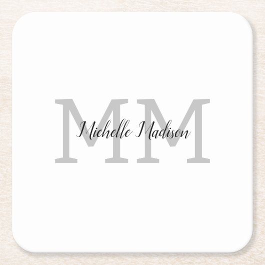Monogrammed Moderne Handschrifsnaam Initialen Kartonnen Onderzetters (Voorkant)