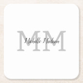 Monogrammed Moderne Handschrifsnaam Initialen Kartonnen Onderzetters (Voorkant)