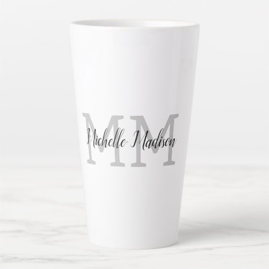 Monogrammed Moderne Handschrifsnaam Initialen Latte Mok (Voorkant)