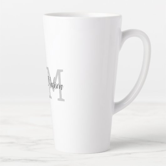 Monogrammed Moderne Handschrifsnaam Initialen Latte Mok (Rechts)