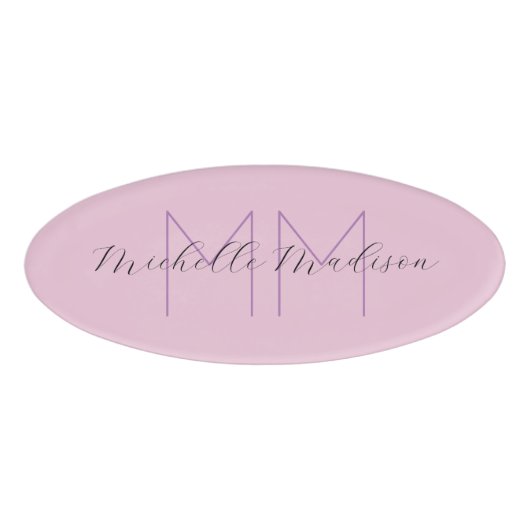 Monogrammed Moderne Handschrifsnaam Initialen Naambadge (Voorkant)