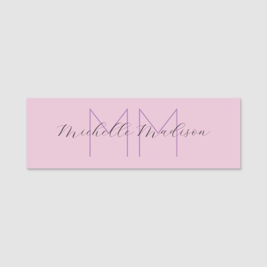 Monogrammed Moderne Handschrifsnaam Initialen Naamplaatje (Voorkant)