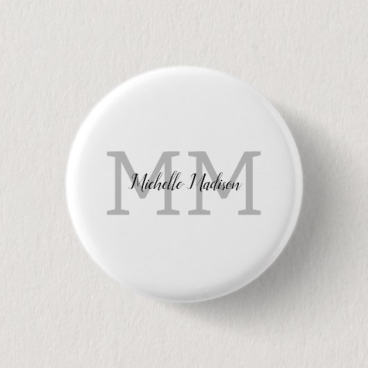 Monogrammed Moderne Handschrifsnaam Initialen Ronde Button 3,2 Cm (Voorkant)