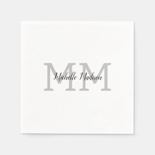 Monogrammed Moderne Handschrifsnaam Initialen Servet (Voorkant)