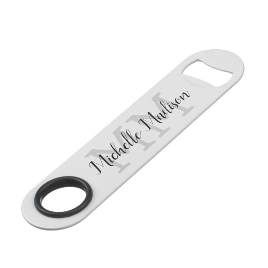 Monogrammed Moderne Handschrifsnaam Initialen Speed Flessenopener (Voorkant Gekanteld)