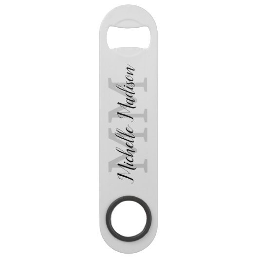 Monogrammed Moderne Handschrifsnaam Initialen Speed Flessenopener (Voorkant)