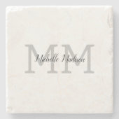 Monogrammed Moderne Handschrifsnaam Initialen Stenen Onderzetter (Voorkant)