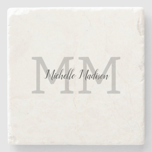 Monogrammed Moderne Handschrifsnaam Initialen Stenen Onderzetter (Voorkant)