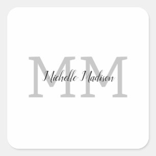 Monogrammed Moderne Handschrifsnaam Initialen Vierkante Sticker