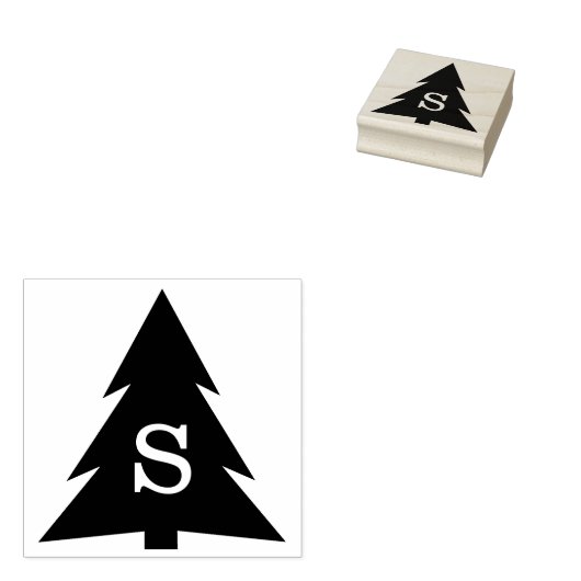 Monogrammed Moderne Kerstboom Rubberstempel (Gestempeld)