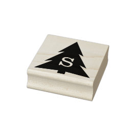 Monogrammed Moderne Kerstboom Rubberstempel