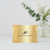 Monogrammed Moderne Sjabloon Elegant Faux Gold Visitekaartje (Staand voorkant)